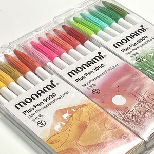 韩国Monami慕娜美新品3000纤维笔水彩笔手账彩色中性笔手绘勾线笔