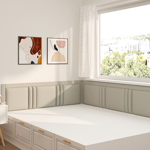 榻榻米软包墙围炕围子靠背垫儿童防撞床头板软包墙贴护墙自粘定制