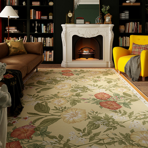 美式复古客厅地毯茶几毯田园风卧室床边毯高级感别墅沙发网红地垫