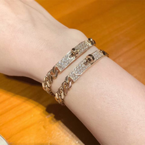 爱马仕18k金kelly chaine带钻手链项链古巴手链康康包包项链手链