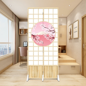 日式屏风日式和风屏风樱花富士山仿推拉门进门玄关卧室办公隔断