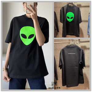 香港直邮代购balenciaga/巴黎世家新款做旧外星人印花短袖t恤男女