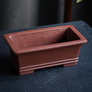 高档老紫泥手工精品马槽长方形紫砂花盆文竹多肉黄杨盆景专用盆