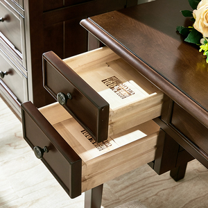 新美式实木梳妆台简约化妆台化妆桌带凳卧室家具水性漆熙和家具