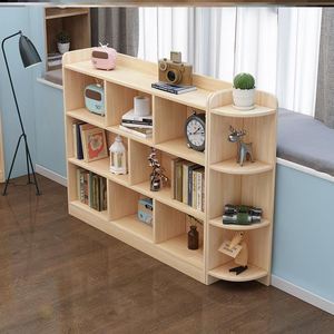 木头储物架儿童书架墙面客厅大书柜整面墙玩具汽车收纳沙发边柜架