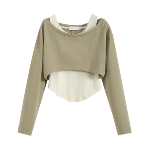 yoyo club大码女装纯欲吊带背心短款正肩t恤春季chic上衣甜辣套装