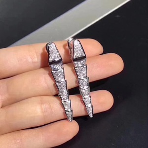 蛇形满钻耳钉宝格丽18k玫瑰金白金经典款锁骨链耳环手镯戒指项链