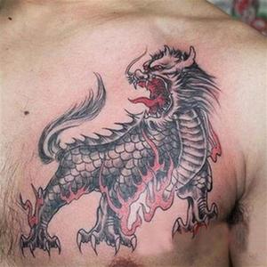 火麒麟纹身贴半永久1年狼头貔貅花臂龙头小腿彩色防水持久刺青贴