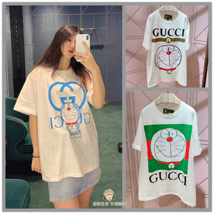 香港直邮代购gucci古驰春夏t恤卡通哆啦a梦叮当猫印花短袖男女款