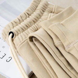 卡其 杏色360g毛圈布卫裤男米色驼色米黄色宽松显瘦束脚裤女春秋
