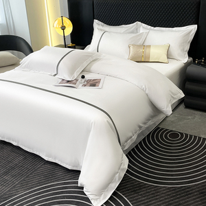 酒店风床上用品四件套宾馆民宿白色床单被罩床笠被子枕芯褥子全套