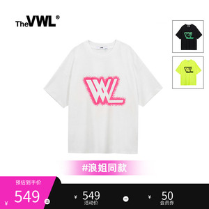 VWL于文文浪姐同款郑秀妍大喷墨logo短袖T恤体恤宽松白色男女士