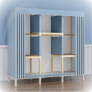 衣柜木板自己组装家用卧室小型结实耐用带帘子的拼装布衣柜经济型