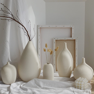 ins风北欧陶瓷花瓶摆件客厅侘寂家居插花干花装饰品花器复古花艺