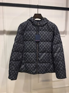 专柜正品代购 字母logo满印花联名款连帽保暖羽绒服夹克外套男款