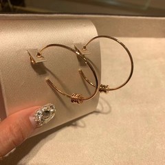 宝格丽bvlgari弹簧无钻圆饼镶钻耳钉女18k玫瑰金白金小蛮腰耳环