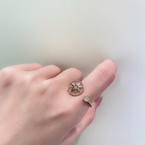 dior迪奥罗盘戒指18k金镶钻无钻八芒星经典款锁骨链手链