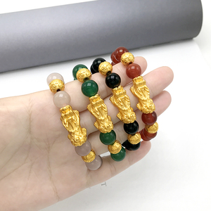 周大福星24k越南沙金999黄金貔貅手链男女虎眼石寻龙诀转运珠手串