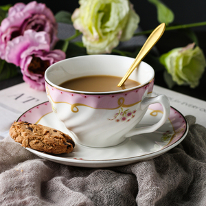 y英式轻奢陶瓷咖啡杯欧式小奢华咖d啡杯碟套装家用下午茶花茶杯子