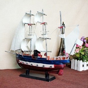 家居饰品欧洲风圣玛丽亚号 帆船模型铁皮模型航模做旧船模   1798