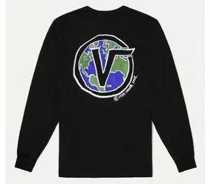 vans范斯春秋季黑色地球图案男女长袖t恤宽松国潮情侣运动卫衣