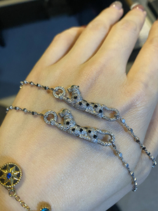 cartier/卡地亚手链18k玫瑰金满钻豹子链条气质男女情侣手环