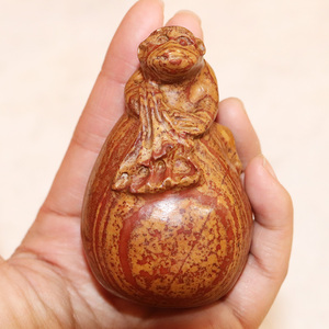 青州红丝砚台天然红丝石砚台手把件猪鼠猴代代封侯促送礼佳