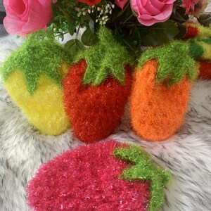 草0个纯手工四菜立体1莓v洗碗巾亚克力百洁布抹布摸布叶瓜布