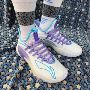 适配lining李宁魅影3标准白紫色浸染糖果星云腰果花扎染篮球鞋带