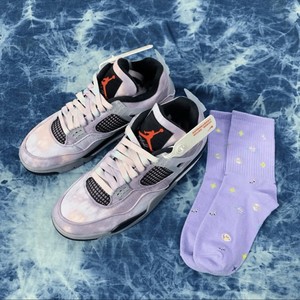 适配aj4彩色扎染禅师银河粉色樱花夜光浅紫晕染色扎染迷彩aj1鞋带