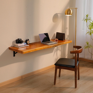 实木壁挂书桌书架电脑桌异形隔板写字台桌学习桌可折叠挂墙吧台桌