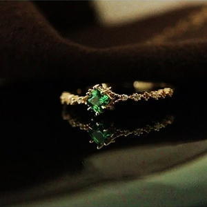 【王子】S925纯银沙佛莱绿宝石钻石复古戒指女时尚气质百搭高级款