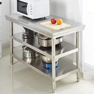 厨房饭店不锈钢操作台三层切菜桌子酒店后厨工作台打荷台置物架子