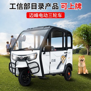 迈峰电动车三轮全封闭家用小型可上牌接送孩子新款带棚上班电瓶车