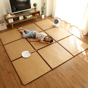 夏季可折叠凉席地垫打地铺午睡垫凉感儿童宝宝爬行垫拼接藤席地毯