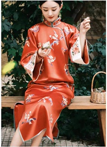 赵丽颖明星同款红色旗袍新中式国风复古连衣裙礼服新年战袍