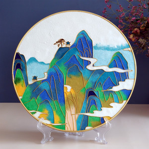 liyu2012淘宝景泰蓝掐丝画diy珐琅画向日葵手工材料包制作彩沙釉料