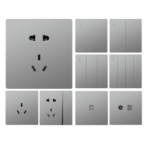 欧普86型家用灰色开关插座面板 暗装一开带5五孔usb多孔