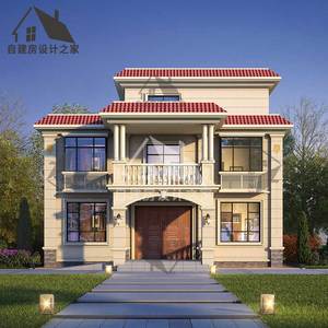 两层半平顶带大露台别墅设计图纸新款真房小洋楼农村自建房设计图