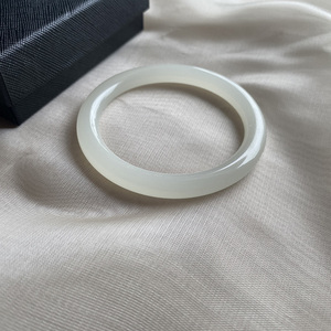 夏季缅甸白玉手镯女款天然和田玉镯子晴水少女细圆条玉镯闺蜜手饰