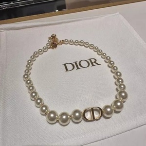Dior迪奥项链女经典Montaigne珍珠字母CD锁骨链吊坠颈链 法国代购