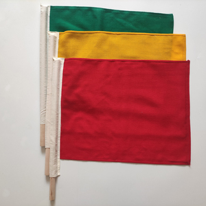 铁路信号旗红黄绿三色防护旗旗杆调车安全防护旗信号旗羽毛纱布料