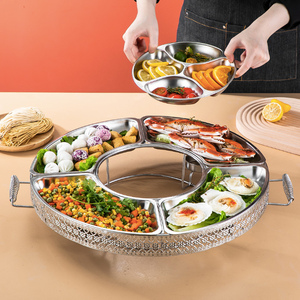 团圆聚餐家用组合菜盘子创意圆桌海鲜小龙虾大咖拼盘餐盘饭店摆盘