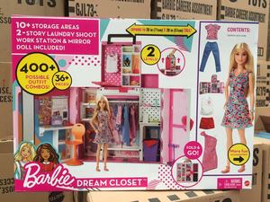 芭比娃娃双层梦幻衣橱玩具套装大礼盒手提礼包女孩公主礼物HGX57