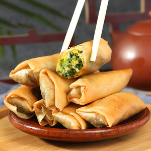 地道风物|荠菜肉丝春卷油炸鲜肉春卷酥脆冷冻半成品传统点心速食