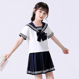 儿童学院风连衣裙夏季装海军领水手服小学生jk套装女童装时髦洋气