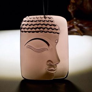 精品拍卖天然冰种黑曜石半面佛头项链释迦牟尼转运男女款玉坠保真