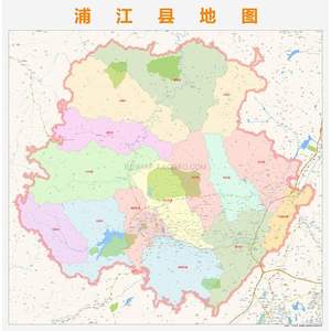 金华市浦江县地图2021高清定制城市交通卫星影像办公会议室挂图