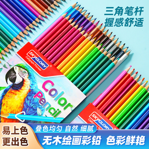 彩色铅笔学生专用绘画铅笔套装12色油性彩铅画笔美术用品环保无木
