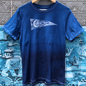 贵州蜡染t恤纯棉圆领文化衫民族风植物蓝染旅游图案宽松短袖男夏